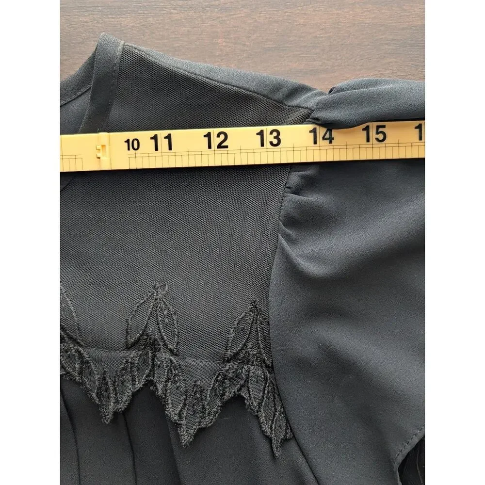 Vintage Diamonds Run Dress Medium Black Sheer Lace Drop Waist Goth Flapper LBD